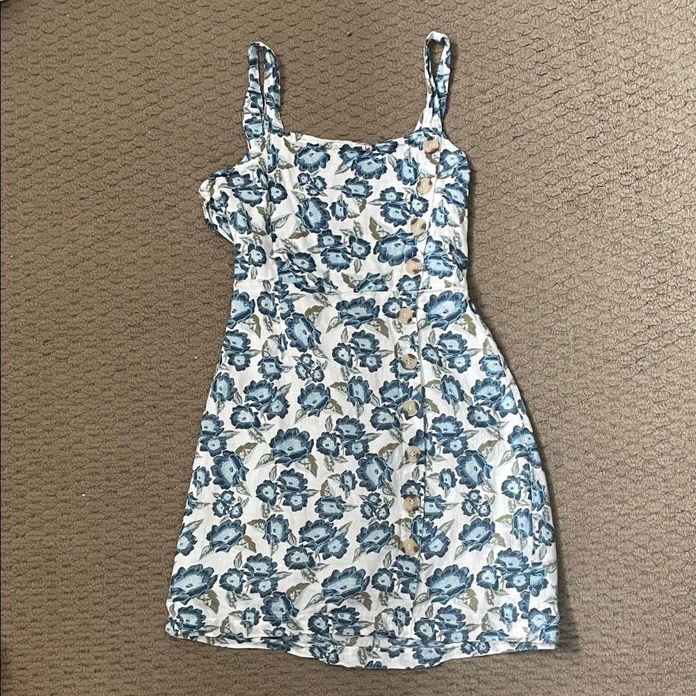 Blue Rock and Roll Floral Sundress with Buttons